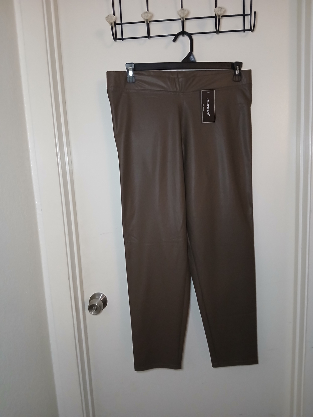 Women's Brown Faux Leather Pants